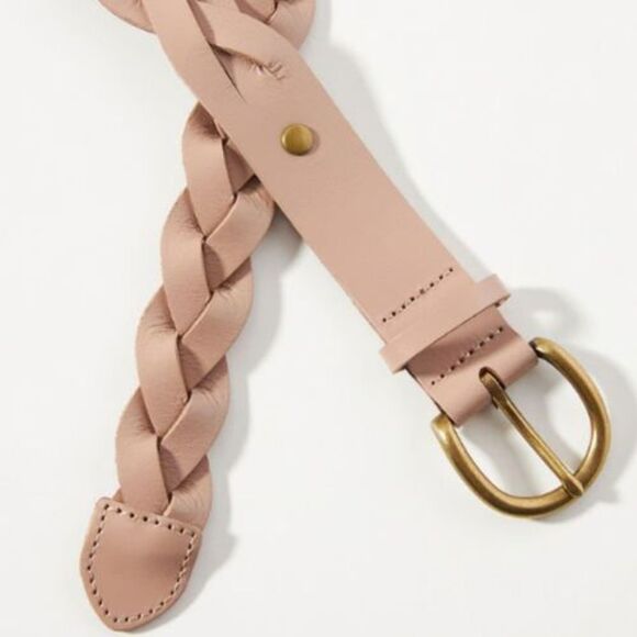 NWT Anthropologie Braided Leather Belt | Dusty Pink - Picture 2 of 4